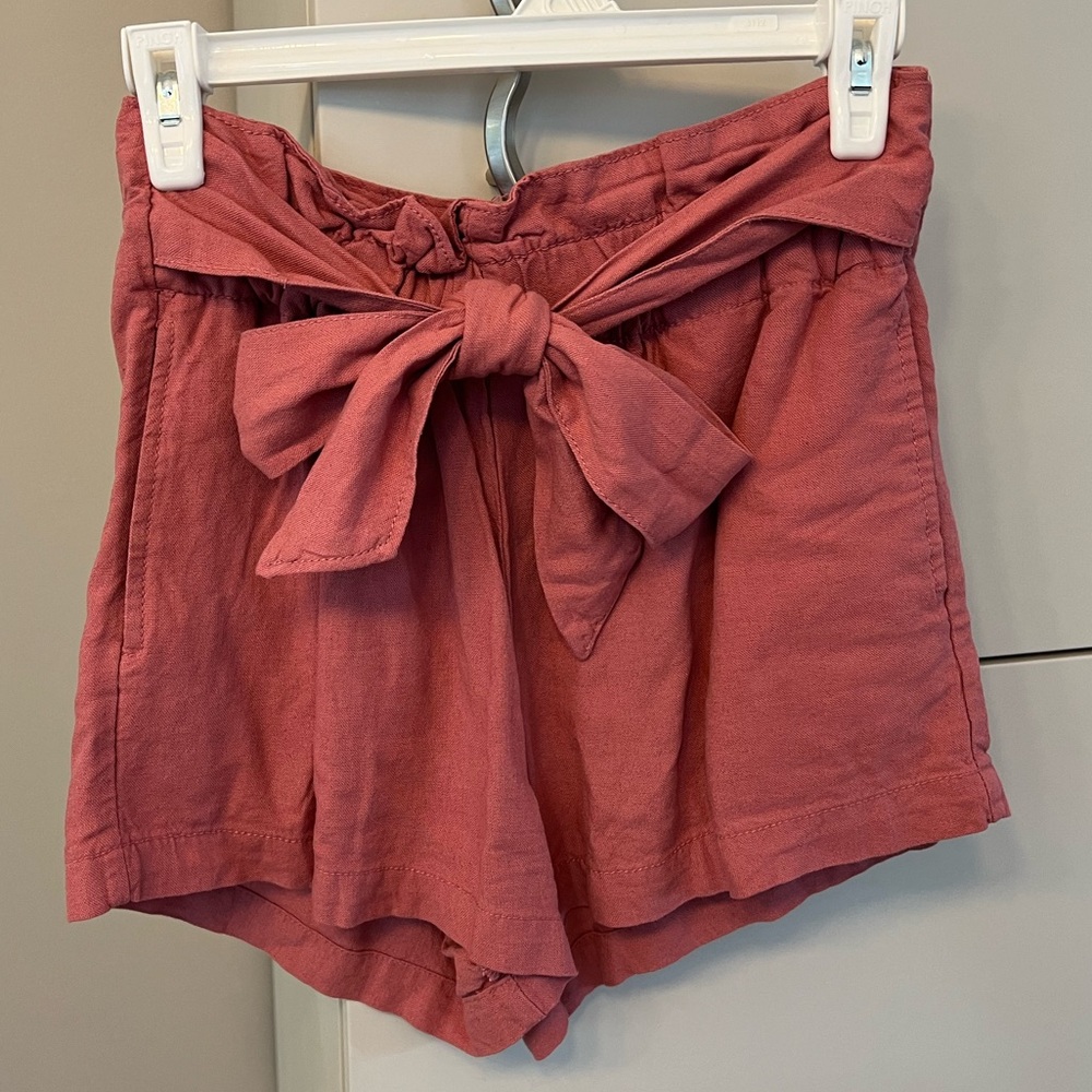 tie-front high waisted flowy shorts